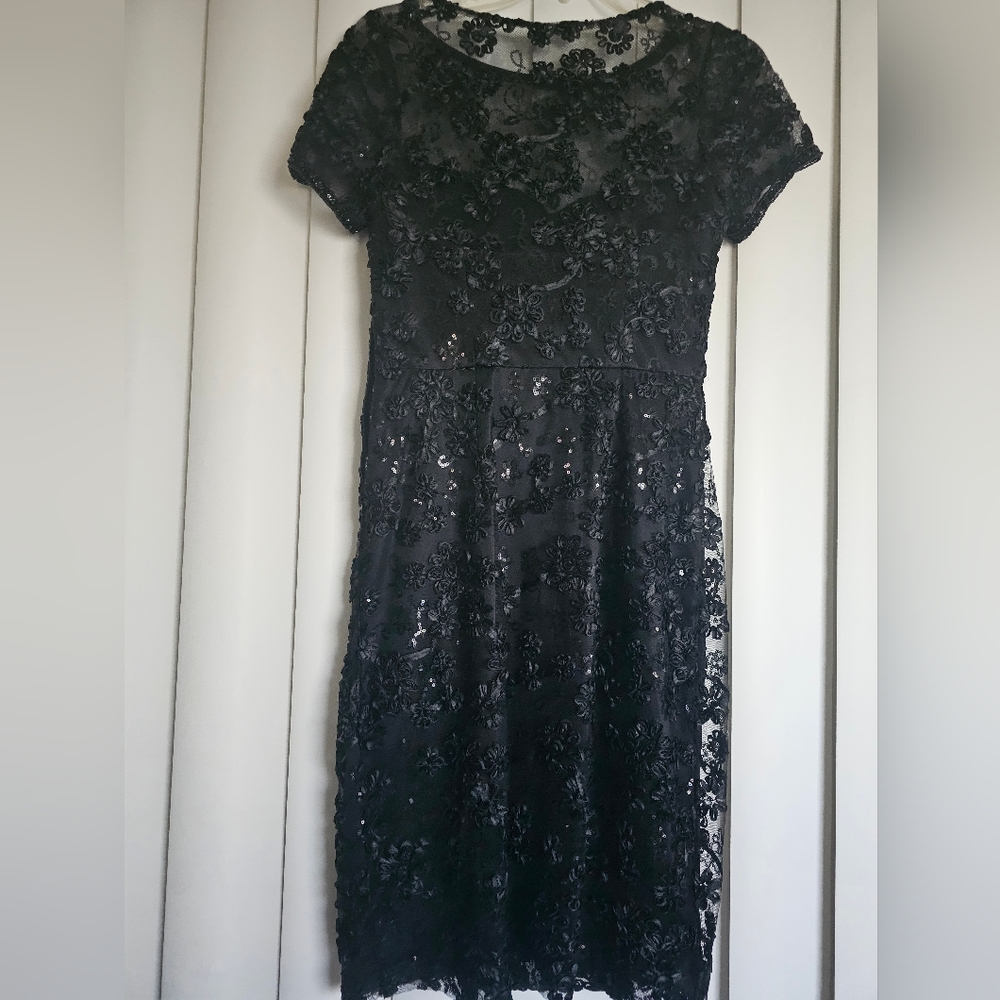 Sue Wong Embellished Black Cocktail Dress size 4